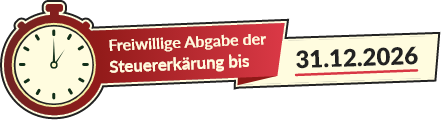 Freiwillige Abgabe der Steuererklärung bis 31.12.2026